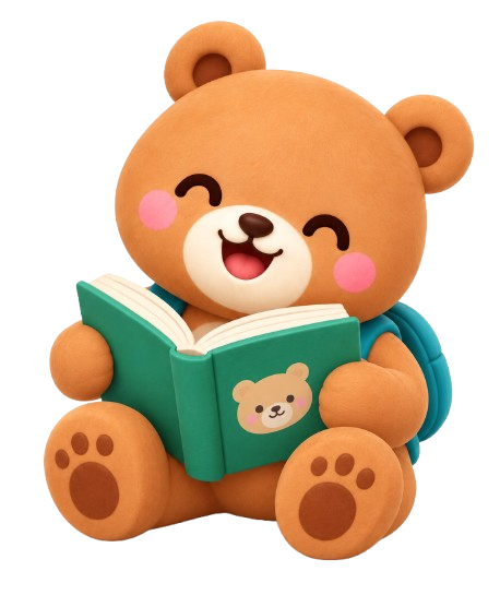 Bear reading a book